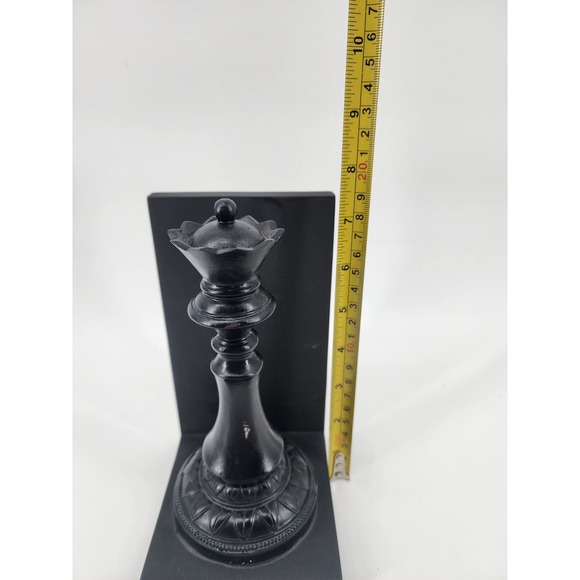 Black Chess Queen Bookend Decorative Shelf Decor Academia Eclectic Trinket Game - Picture 6 of 6